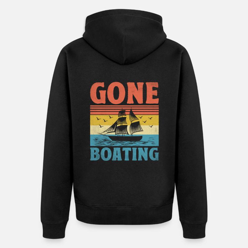 Gone Boating Paddelboot - Unisex Premium Bio Zip Hoodie - Schwarz