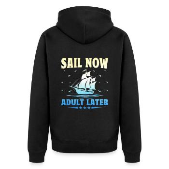 Segeln Sie jetzt Erwachsener Später Paddelboot - Unisex Premium Bio Zip Hoodie - Schwarz - Hinten - Nico (187cm)