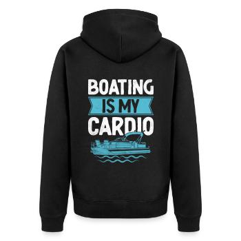 Bootfahren ist mein Cardio-Paddelboot - Unisex Premium Bio Zip Hoodie - Schwarz - Hinten - Nico (187cm)