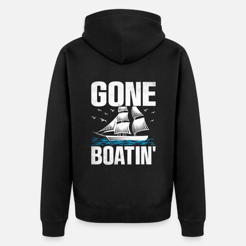 Gone Boatin' Paddelboot - Unisex Premium Bio Zip Hoodie - Schwarz