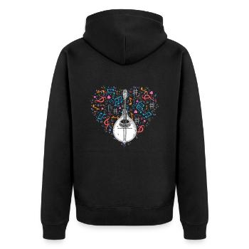 Mandoline, Weil Normale Gitarren Langweilig Sind - Unisex Premium Bio Zip Hoodie - Schwarz - Hinten - Nico (187cm)
