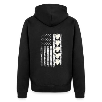 Mandoline, Weil Normale Gitarren Langweilig Sind - Unisex Premium Bio Zip Hoodie - Schwarz - Hinten - Nico (187cm)