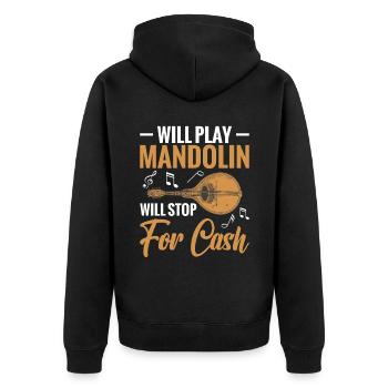 Werden Sie Kostenlos Mandoline Spielen, Wird Für - Unisex Premium Bio Zip Hoodie - Schwarz - Hinten - Nico (187cm)