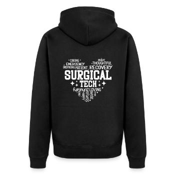 Chirurgische Technologie Ich Bringe Viel Auf Den - Unisex Premium Bio Zip Hoodie - Schwarz - Hinten - Nico (187cm)