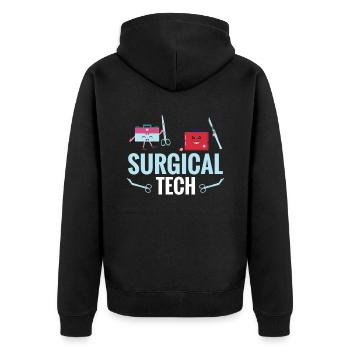 Chirurgische Technologie Ich Bringe Viel Auf Den - Unisex Premium Bio Zip Hoodie - Schwarz - Hinten - Nico (187cm)