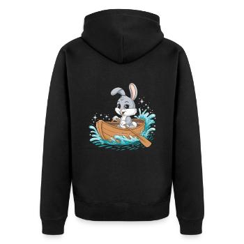 A Bunny Boating Paddle Boat - Unisex Premium Organic Zip Hoodie - black - Back - Nico (187cm)