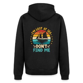 I'm Lost At Sea Don't Find Me Paddle Boat - Unisex Premium Bio Zip Hoodie - Schwarz - Hinten - Nico (187cm)