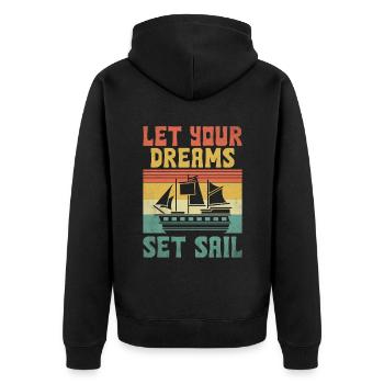 Let Your Dreams Set Sail Paddle Boat - Unisex Premium Organic Zip Hoodie - black - Back - Nico (187cm)