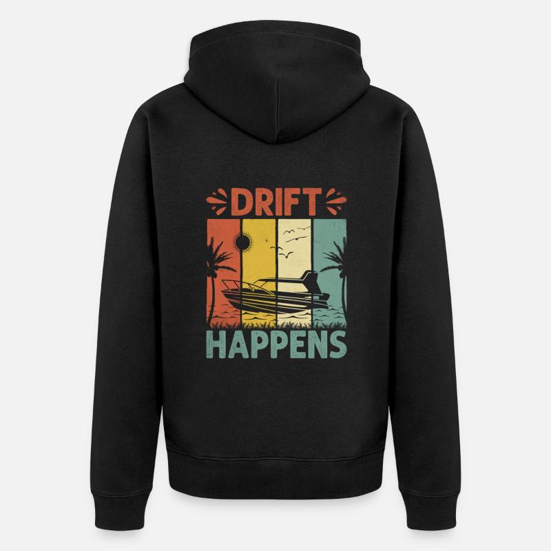 Drift Happens Paddelboot - Unisex Premium Bio Zip Hoodie - Schwarz