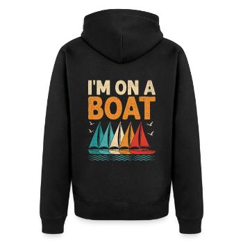 I'm On A Boat Paddle Boat - Unisex Premium Organic Zip Hoodie - black - Back - Nico (187cm)