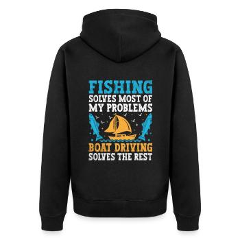 Fishing Solves Most Of My Problems Boating Solves - Unisex Premium Organic Zip Hoodie - black - Back - Nico (187cm)