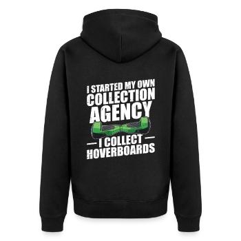 Ich Habe Meine Eigene Sammelagentur Gegründet. Ich - Unisex Premium Bio Zip Hoodie - Schwarz - Hinten - Nico (187cm)
