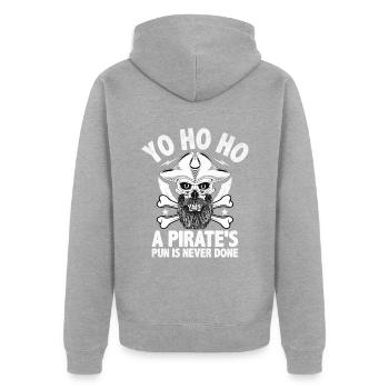 Yo Ho Ho Le jeu de mots d’un pirate n’est jamais terminé Jeunesse pirate - Veste à capuche bio Premium Unisexe - gris chiné - Dos - Nico (187cm)