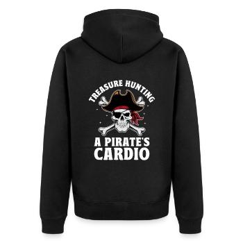 Schatzsuche Ein Piraten-Cardio-Piratenjugendlicher - Unisex Premium Bio Zip Hoodie - Schwarz - Hinten - Nico (187cm)