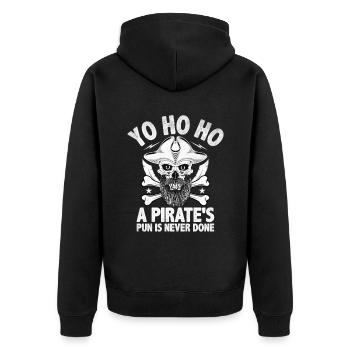 Yo Ho Ho Ein Piratenwortspiel ist nie fertig Piratenjugend - Unisex Premium Bio Zip Hoodie - Schwarz - Hinten - Nico (187cm)