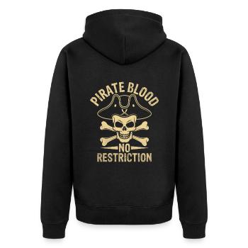 Pirate Blood No Restriction Pirate Youth Design - Unisex Premium Organic Zip Hoodie - black - Back - Nico (187cm)