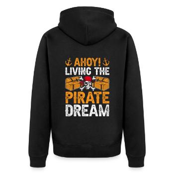 Ahoi Living Der Piratentraum Piratenjugend Design - Unisex Premium Bio Zip Hoodie - Schwarz - Hinten - Nico (187cm)