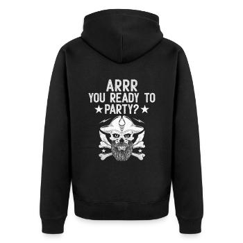 Arrr You Ready To Party Pirate Youth Design - Unisex Premium Organic Zip Hoodie - black - Back - Nico (187cm)