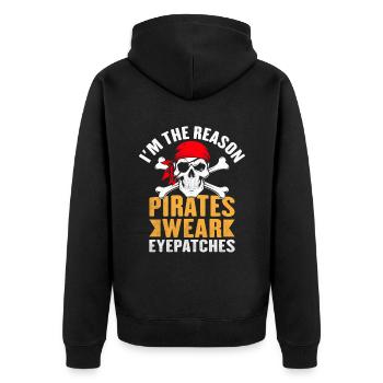 Ich bin der Grund, warum Piraten Augenklappen tragen Pirat - Unisex Premium Bio Zip Hoodie - Schwarz - Hinten - Nico (187cm)
