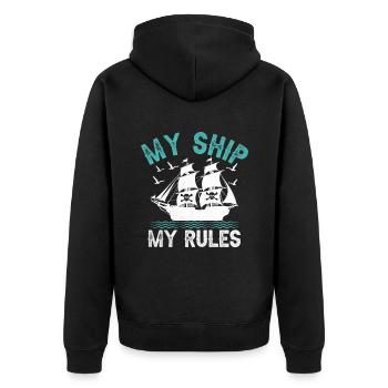 Mein Schiff Meine Regeln Piratenjugend Design - Unisex Premium Bio Zip Hoodie - Schwarz - Hinten - Nico (187cm)