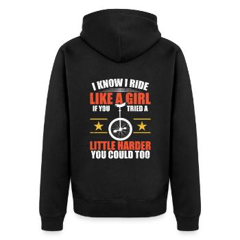 I know I'm driving like a girl when you do it - Unisex Premium Organic Zip Hoodie - black - Back - Nico (187cm)