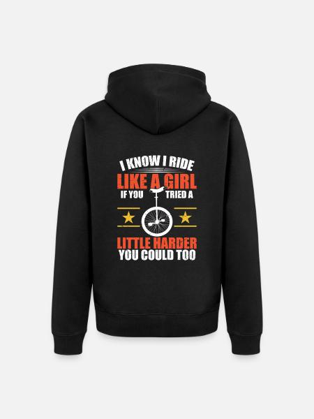 Ich Weiß, Ich Fahre Wie Ein Mädchen, Wenn Du Es - Unisex Premium Bio Zip Hoodie - Schwarz