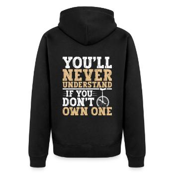 Sie Werden Nie Verstehen, Ob Sie Eine - Unisex Premium Bio Zip Hoodie - Schwarz - Hinten - Nico (187cm)