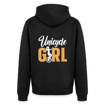 Unicycle Girl - Unisex Premium Bio Zip Hoodie - Schwarz - Hinten - Nico (187cm)