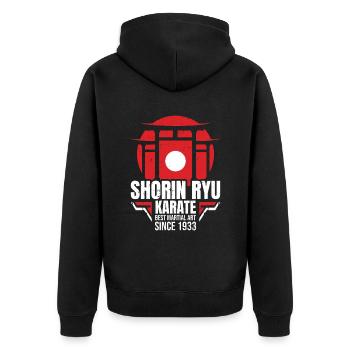 Shorin Ryu Karate best martial art since 1933 - Unisex Premium Organic Zip Hoodie - black - Back - Nico (187cm)