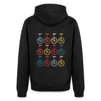 Dieser Typ Liebt Unicycles - Unisex Premium Bio Zip Hoodie - Schwarz - Hinten - Nico (187cm)