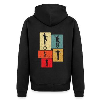 Dieser Typ Liebt Unicycles - Unisex Premium Bio Zip Hoodie - Schwarz - Hinten - Nico (187cm)