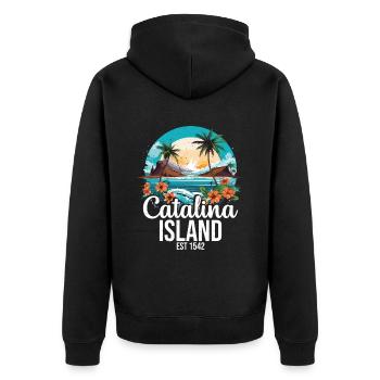 Catalina Island Birthday Crew - Unisex Premium Bio Zip Hoodie - Schwarz - Hinten - Nico (187cm)
