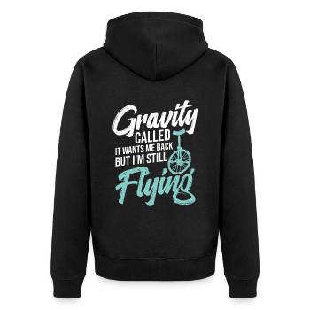 La Gravity l’a rappelé, mais je suis toujours - Veste à capuche bio Premium Unisexe - noir - Dos - Nico (187cm)