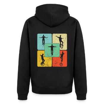 Dieser Typ Liebt Unicycles - Unisex Premium Bio Zip Hoodie - Schwarz - Hinten - Nico (187cm)