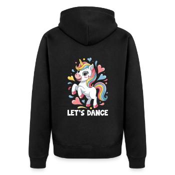 Ein Einhorn Tanzt Let's Dance Tanz Tänzer - Unisex Premium Bio Zip Hoodie - Schwarz - Hinten - Nico (187cm)