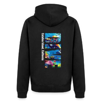 Catalina Island California Dive - Unisex Premium Bio Zip Hoodie - Schwarz - Hinten - Nico (187cm)