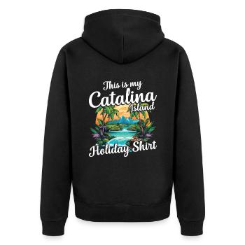 Das Ist Mein Catalina Island Urlaubsshirt - Unisex Premium Bio Zip Hoodie - Schwarz - Hinten - Nico (187cm)