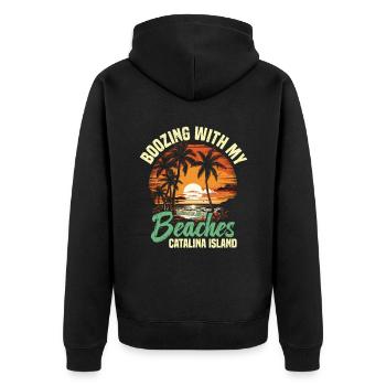 Saufen Mit Meinen Stränden Catalina Island - Unisex Premium Bio Zip Hoodie - Schwarz - Hinten - Nico (187cm)