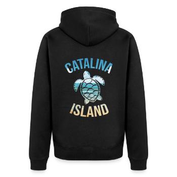 Catalina Island California Est 1542 Tortoise - Unisex Premium Bio Zip Hoodie - Schwarz - Hinten - Nico (187cm)