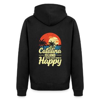 Catalina Island, Auf Der Jede Stunde Glücklich Ist - Unisex Premium Bio Zip Hoodie - Schwarz - Hinten - Nico (187cm)