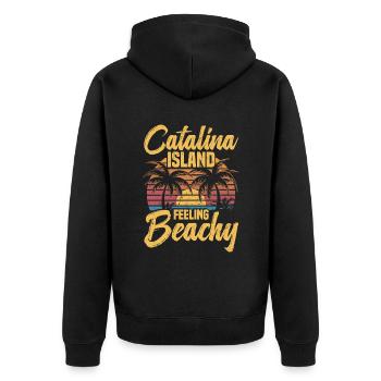Catalina Island Fühlt Sich Strandig An - Unisex Premium Bio Zip Hoodie - Schwarz - Hinten - Nico (187cm)