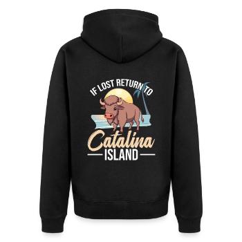 Wenn Verlorene Rückkehr Zu Catalina Island - Unisex Premium Bio Zip Hoodie - Schwarz - Hinten - Nico (187cm)