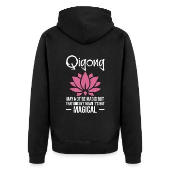 Qigong may not be magical, but the - Unisex Premium Organic Zip Hoodie - black - Back - Nico (187cm)