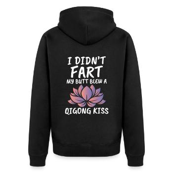 I Didn't Kiss My Butt - Unisex Premium Organic Zip Hoodie - black - Back - Nico (187cm)
