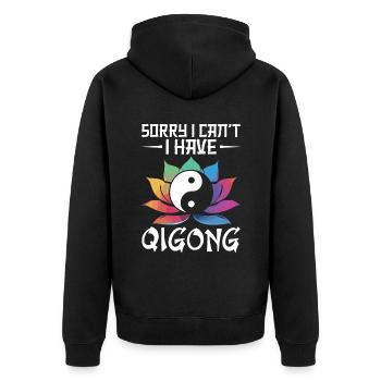 Sorry, I can't do that qigong - Unisex Premium Organic Zip Hoodie - black - Back - Nico (187cm)