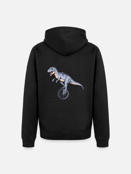 This Guy Loves Unicycles Dino - Unisex Premium Organic Zip Hoodie - black