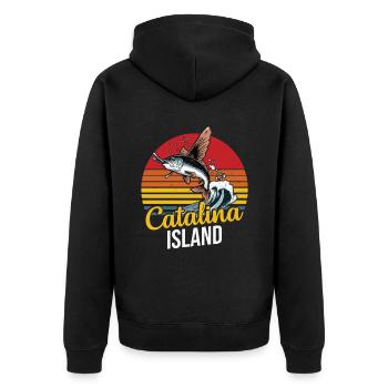 Catalina Island California Dive - Unisex Premium Bio Zip Hoodie - Schwarz - Hinten - Nico (187cm)