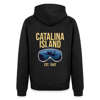 Catalina Island Birthday Crew - Unisex Premium Bio Zip Hoodie - Schwarz - Hinten - Nico (187cm)