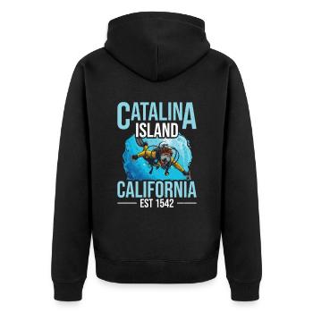 Catalina Island Birthday Crew - Unisex Premium Bio Zip Hoodie - Schwarz - Hinten - Nico (187cm)