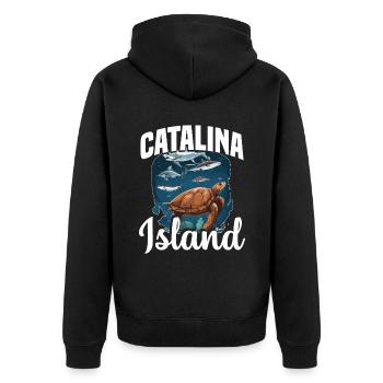 Catalina Island California Dive - Unisex Premium Bio Zip Hoodie - Schwarz - Hinten - Nico (187cm)